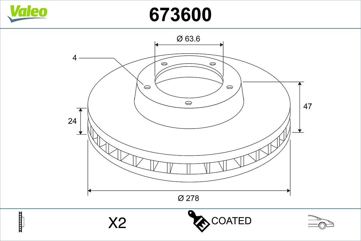 VALEO 673600 Brake disc
