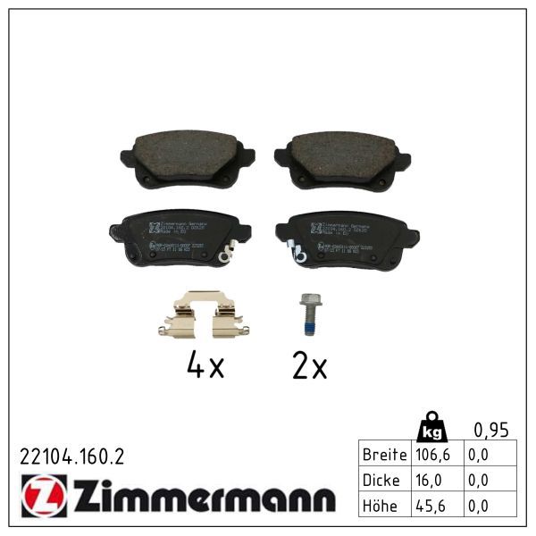 ZIMMERMANN 22104.160.2 Brake pad set, disc brake