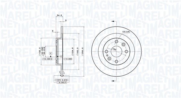 MAGNETI MARELLI 360406194300 Brake disc