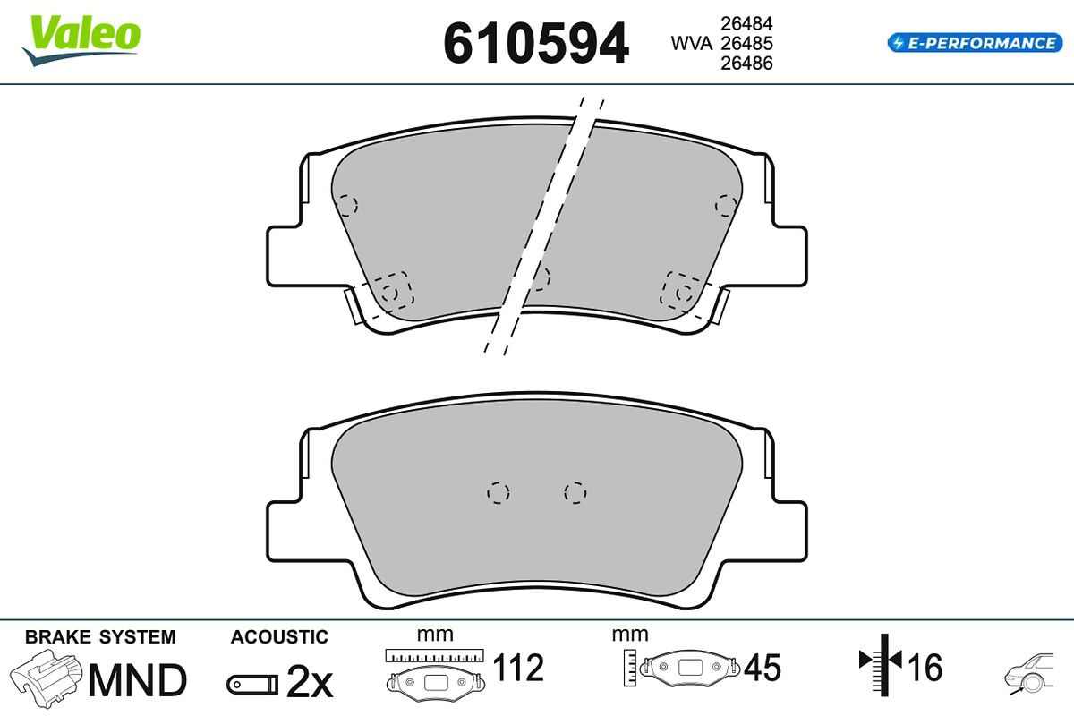 VALEO 610594 Brake pad set, disc brake