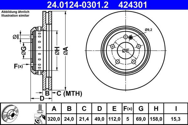 ATE 24.0124-0301.2 Brake disc