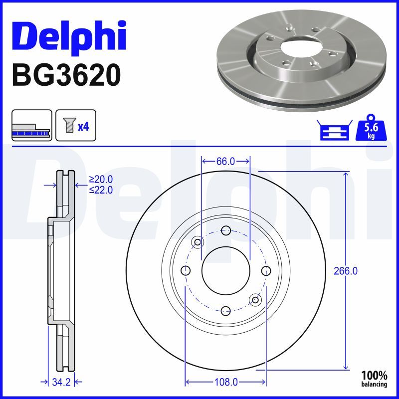 DELPHI BG3620 Brake disc