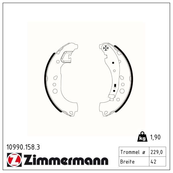 ZIMMERMANN 10990.158.3 Brake shoe set