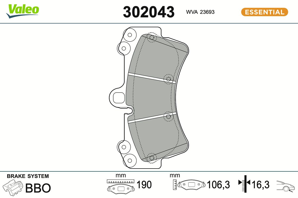 VALEO 302043 Brake pad set, disc brake