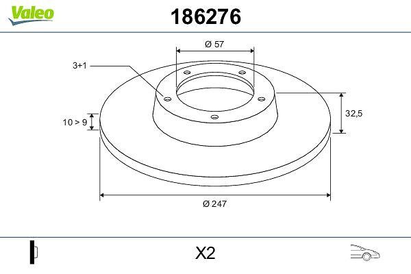 VALEO 186276 Brake disc