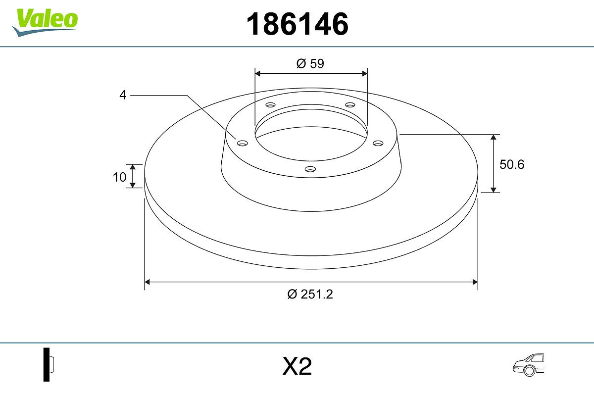 VALEO 186146 Brake disc