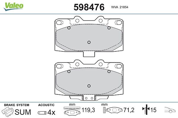 VALEO 598476 Brake pad set, disc brake