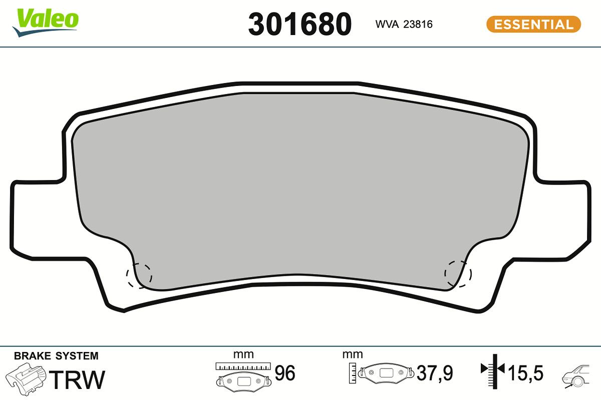 VALEO 301680 Brake pad set, disc brake