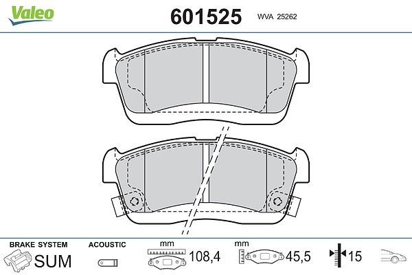 VALEO 601525 Brake pad set, disc brake