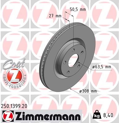 ZIMMERMANN 250.1399.20 Brake disc