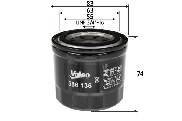 VALEO 586136 Oil filter