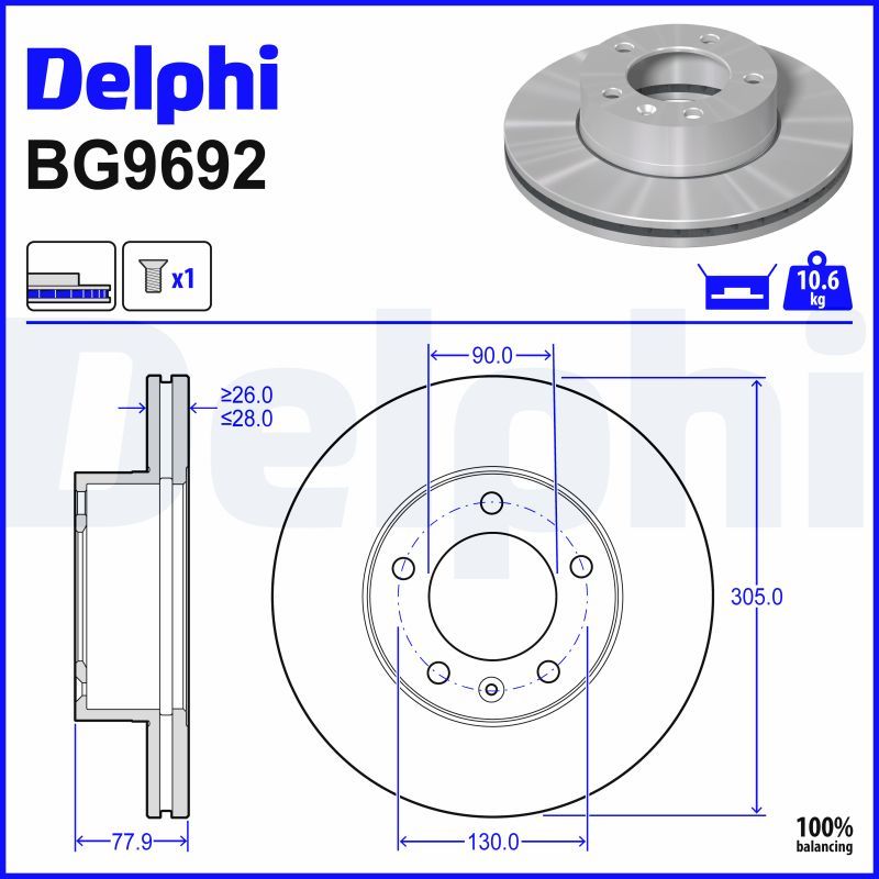 DELPHI BG9692 Brake disc