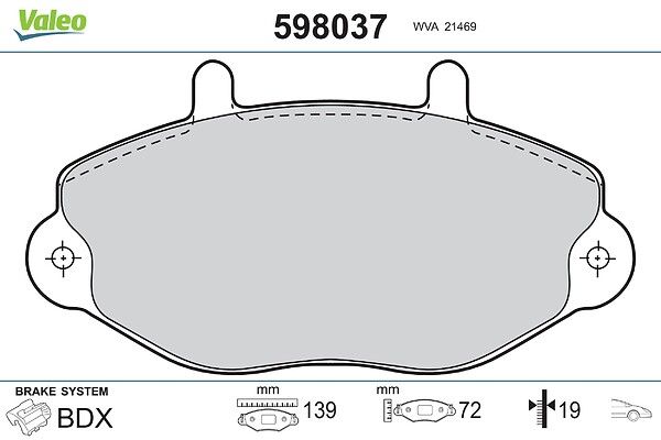 VALEO 598037 Brake pad set, disc brake