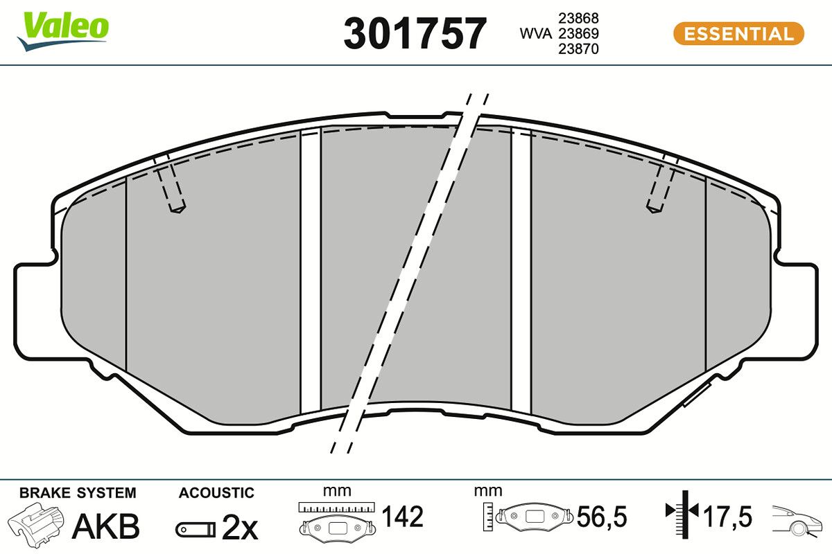 VALEO 301757 Brake pad set, disc brake