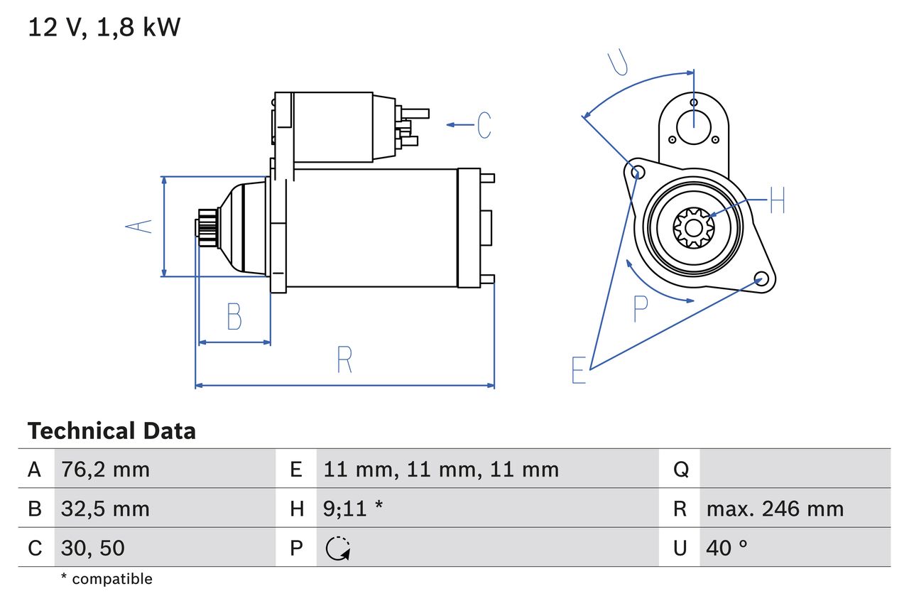 BOSCH 0 986 017 000 Starter