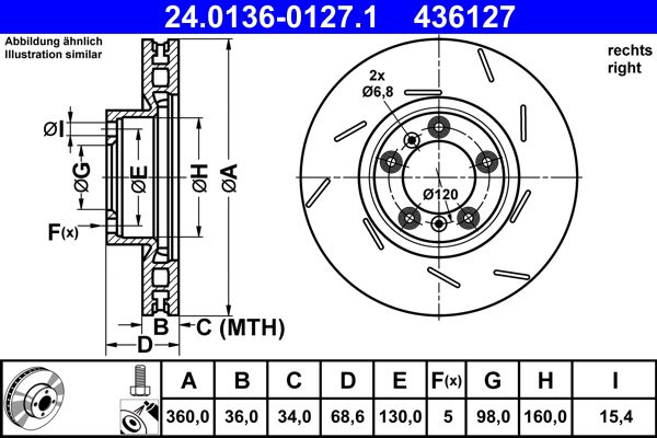 ATE 24.0136-0127.1 Brake disc