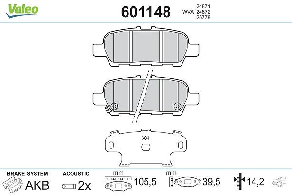 VALEO 601148 Brake pad set, disc brake