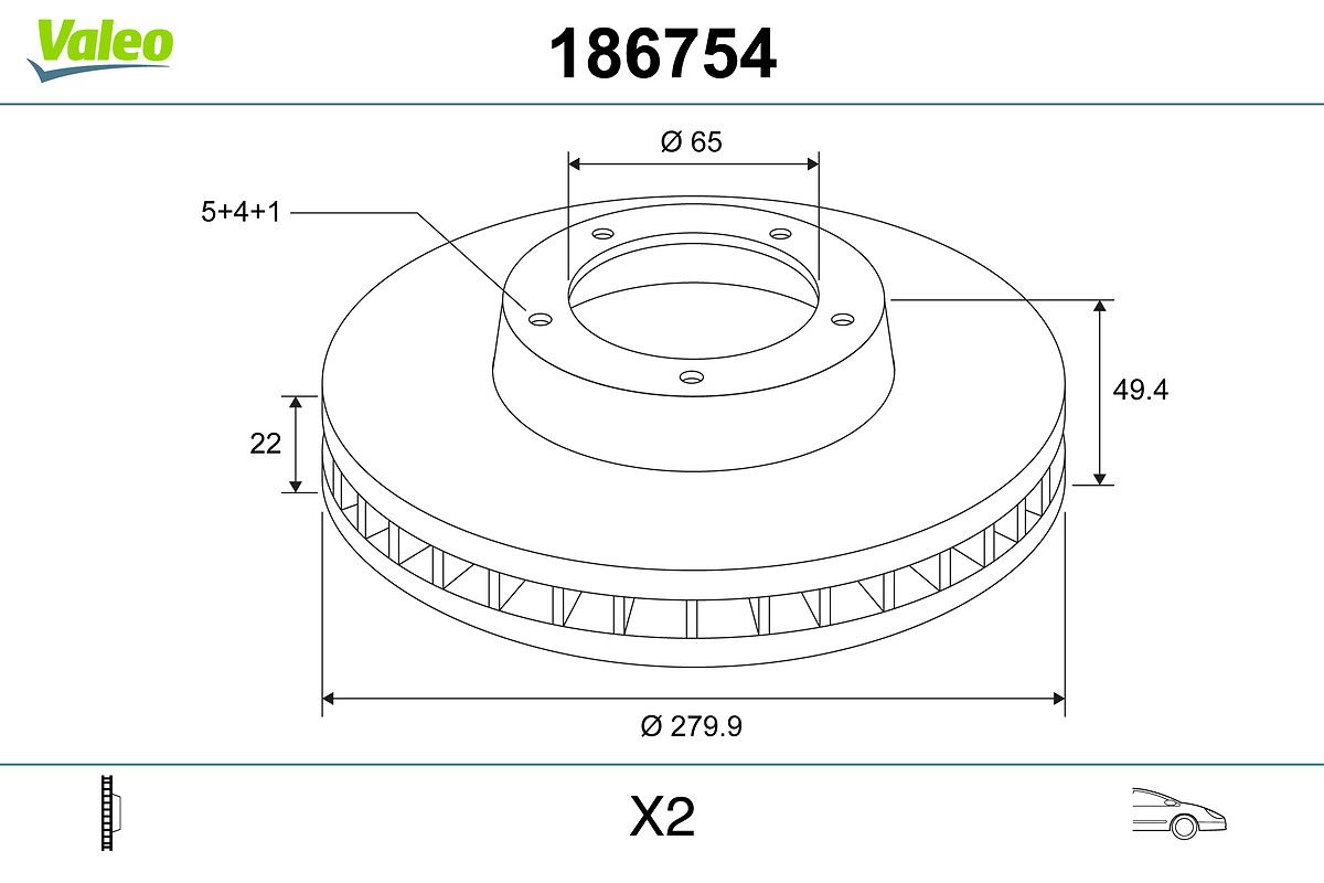 VALEO 186754 Brake disc