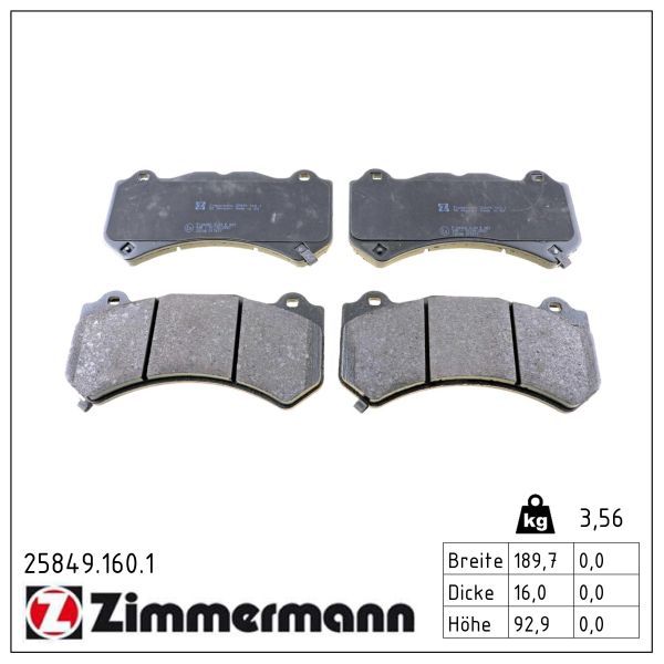 ZIMMERMANN 25849.160.1 Brake pad set, disc brake