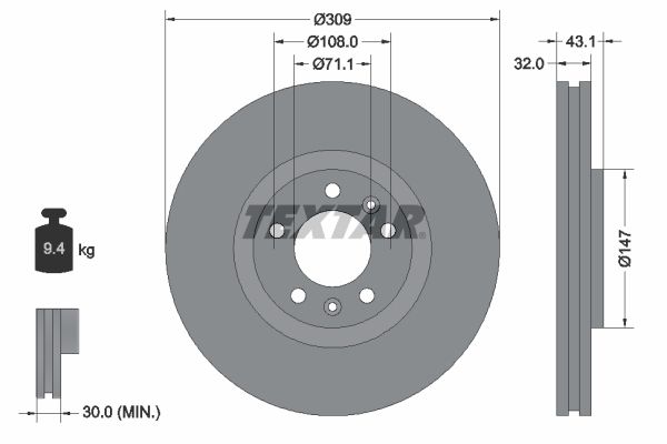 TEXTAR 92111900 Brake disc