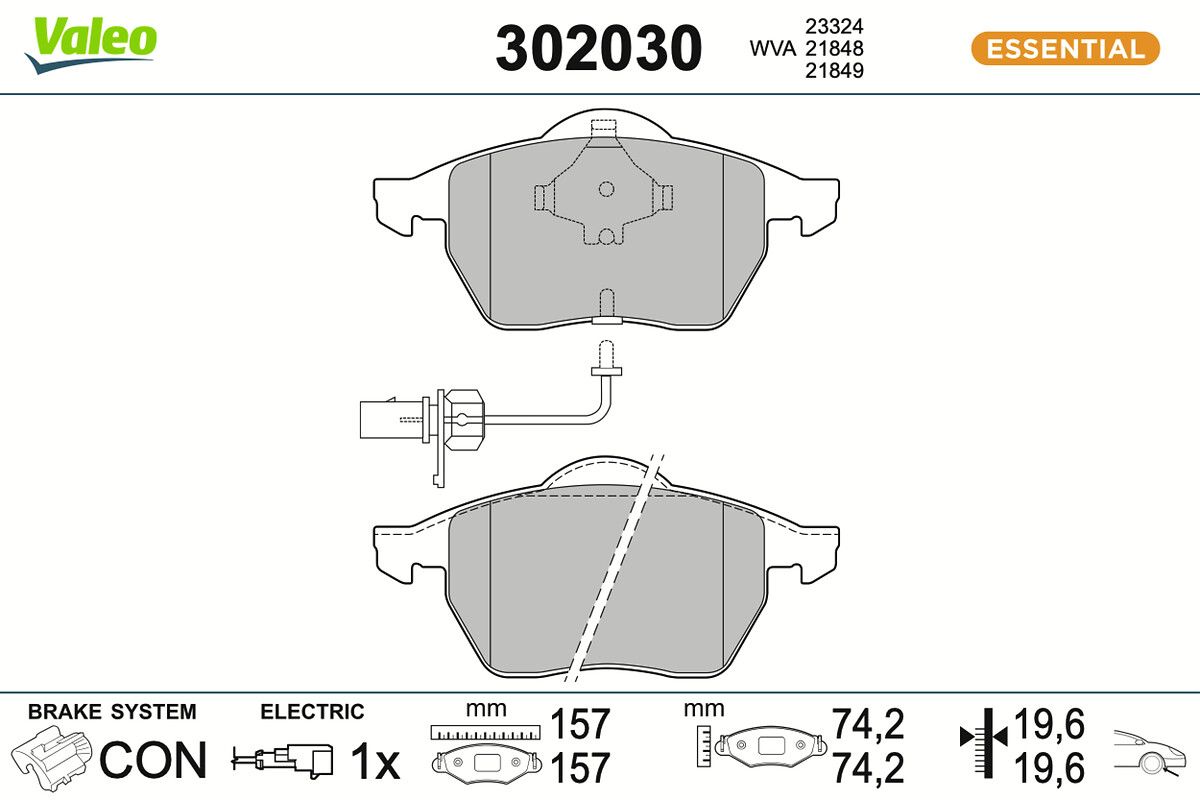 VALEO 302030 Brake pad set, disc brake