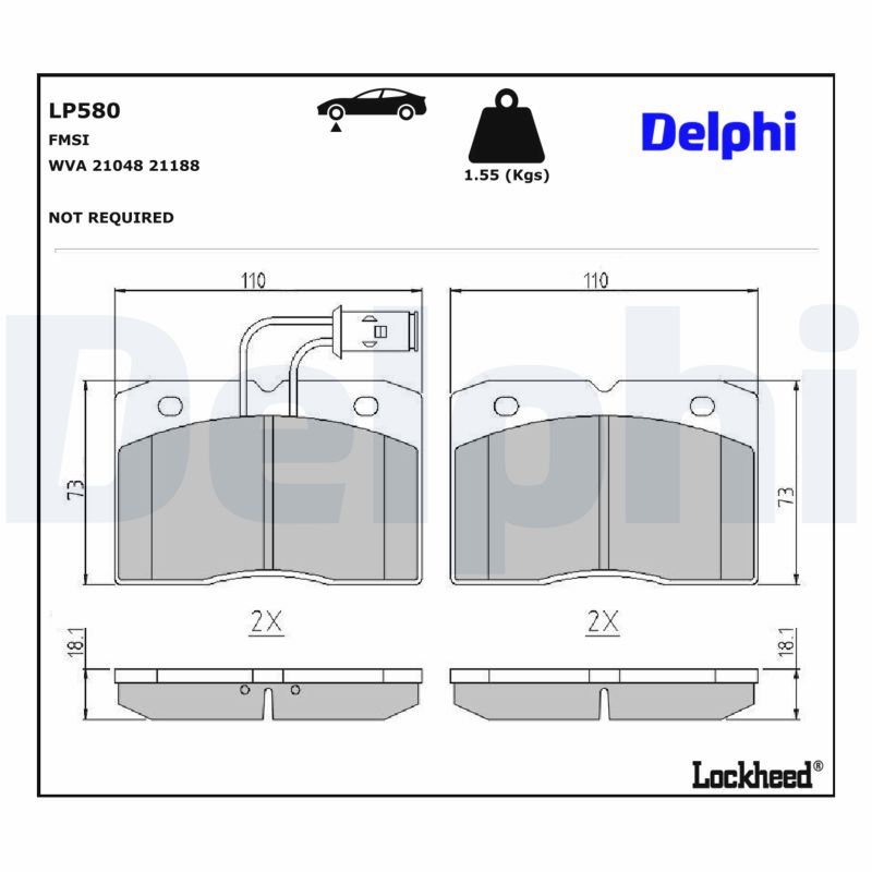 DELPHI LP580 Brake pad set, disc brake