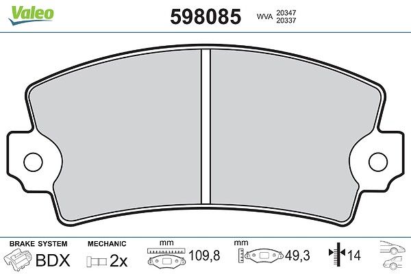 VALEO 598085 Brake pad set, disc brake
