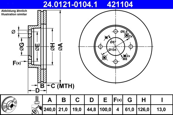 ATE 24.0121-0104.1 Brake disc