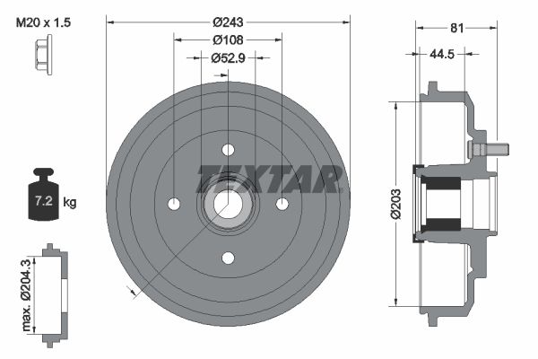 TEXTAR 94041300 Brake drum