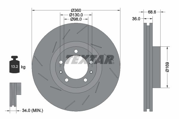 TEXTAR 92214005 Brake disc