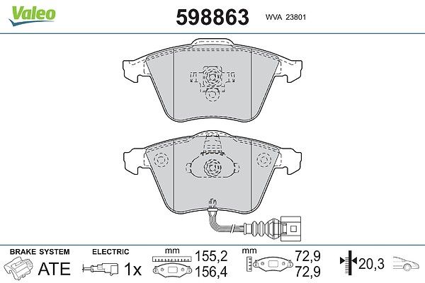 VALEO 598863 Brake pad set, disc brake
