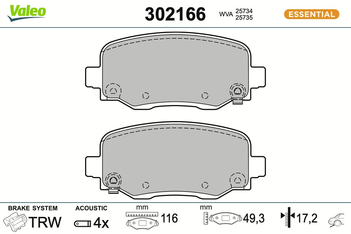 VALEO 302166 Brake pad set, disc brake