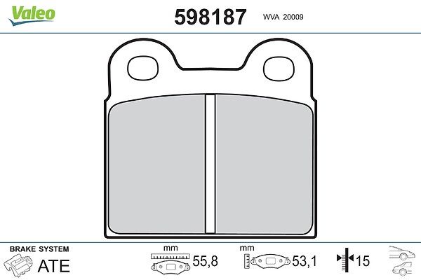 VALEO 598187 Brake pad set, disc brake