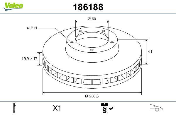 VALEO 186188 Brake disc