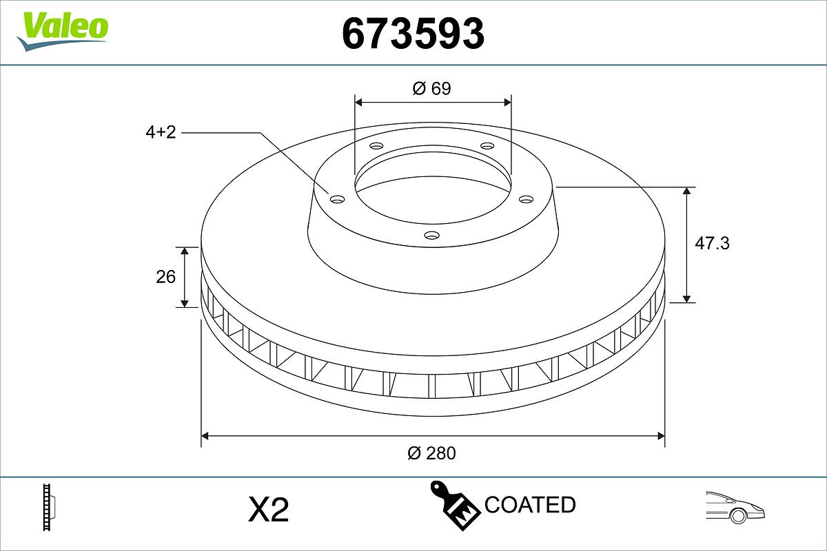 VALEO 673593 Brake disc