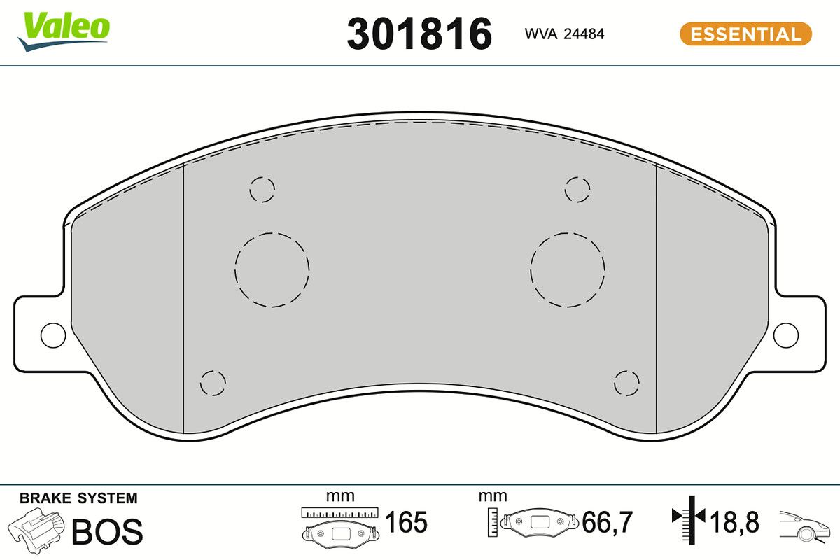 VALEO 301816 Brake pad set, disc brake