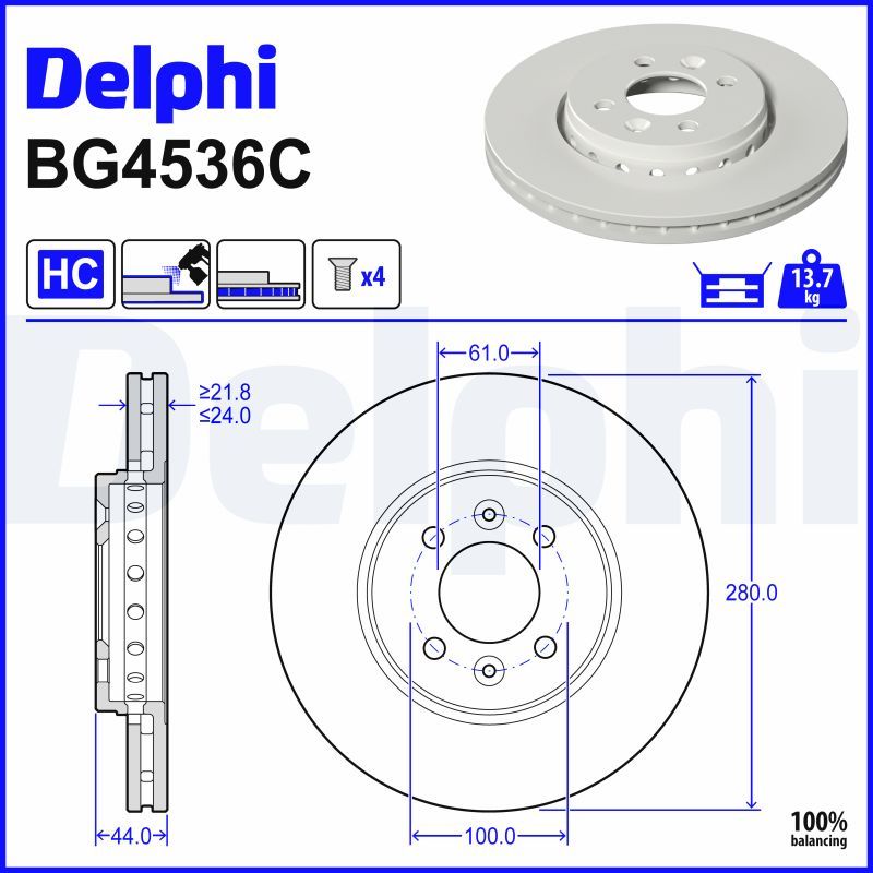 DELPHI BG4536C Brake disc