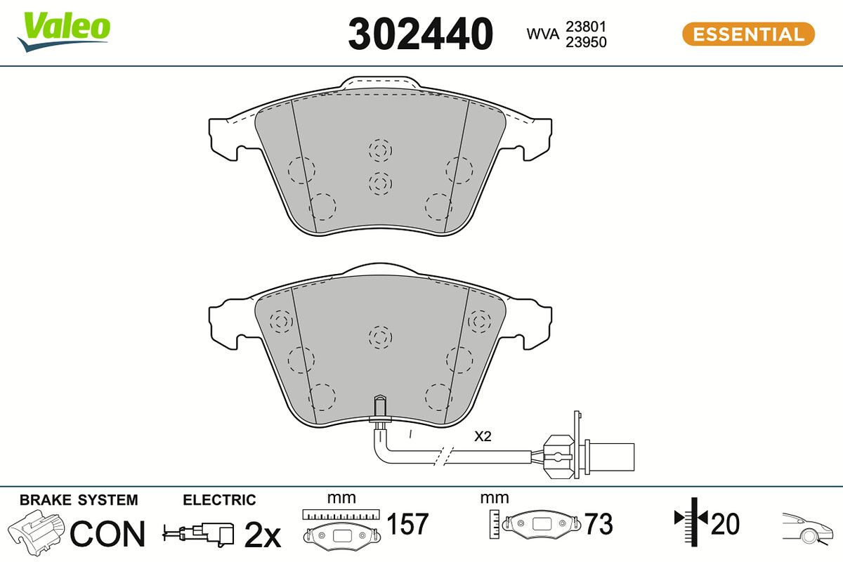 VALEO 302440 Brake pad set, disc brake