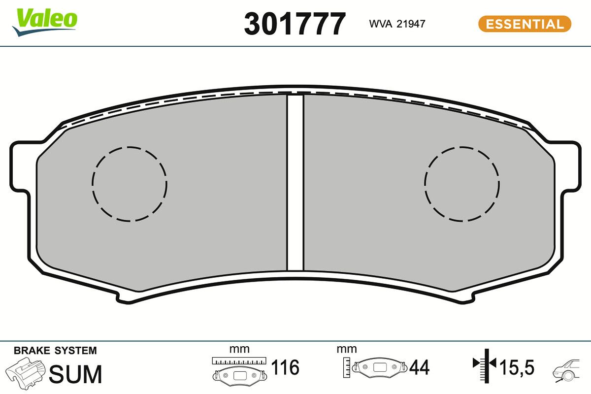 VALEO 301777 Brake pad set, disc brake