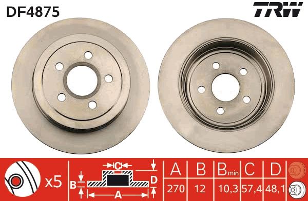TRW DF4875 Brake disc