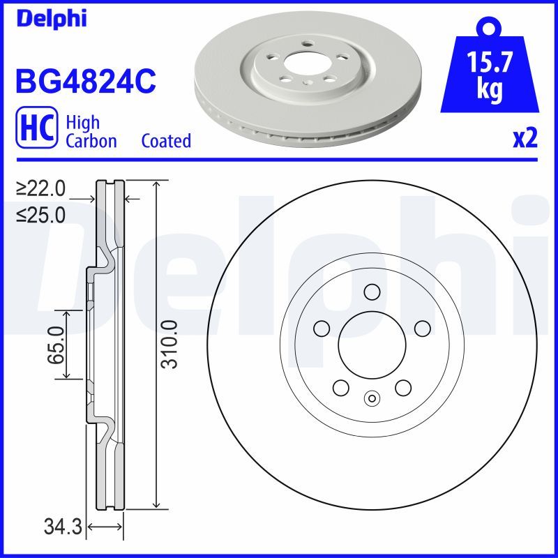 DELPHI BG4824C Brake disc