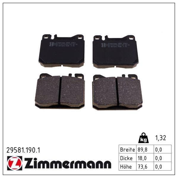 ZIMMERMANN 29581.190.1 Brake pad set, disc brake