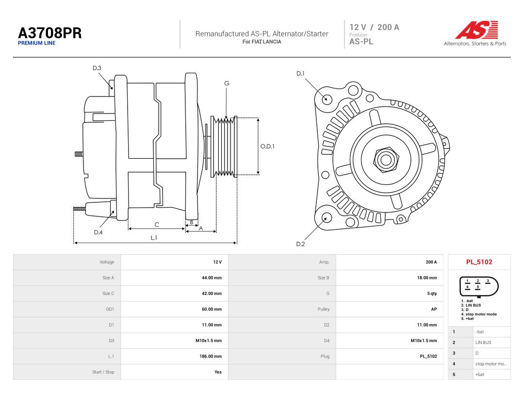 AS-PL A3708PR Alternator