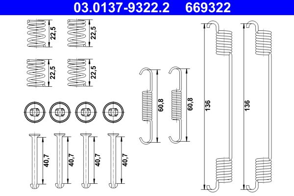 ATE 03.0137-9322.2 Accessory kit, brake shoes