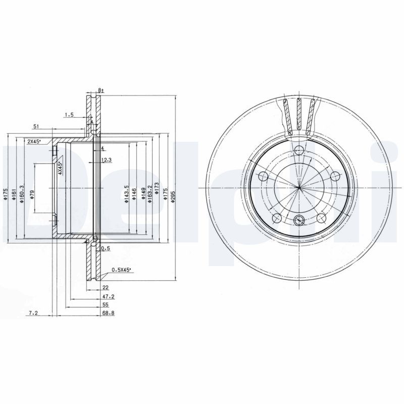 DELPHI BG3043 Brake disc