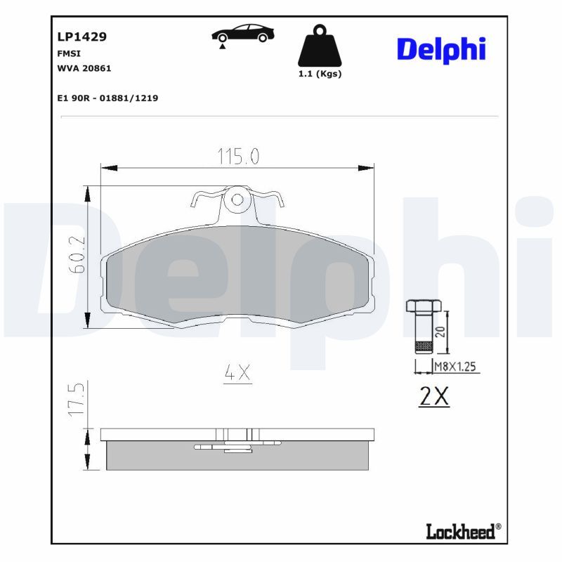 DELPHI LP1429 Brake pad set, disc brake
