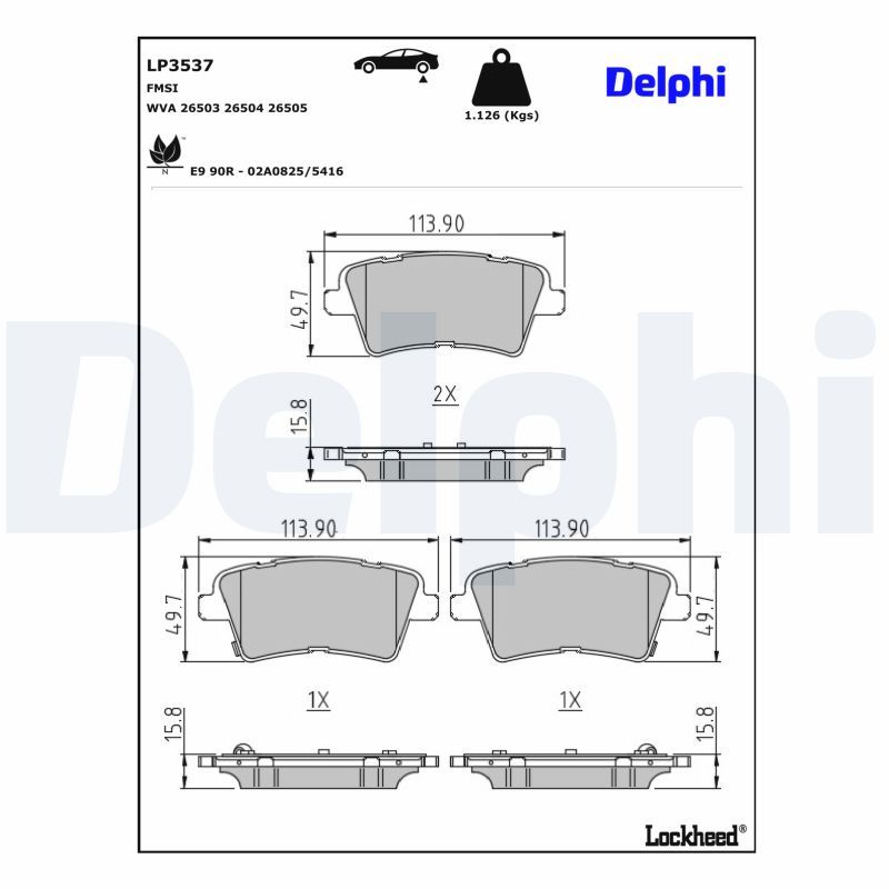 DELPHI LP3537 Brake pad set, disc brake
