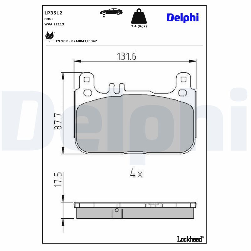 DELPHI LP3512 Brake pad set, disc brake