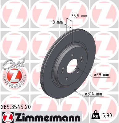 ZIMMERMANN 285.3545.20 Brake disc
