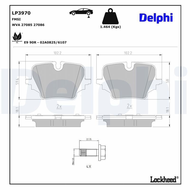 DELPHI LP3970 Brake pad set, disc brake